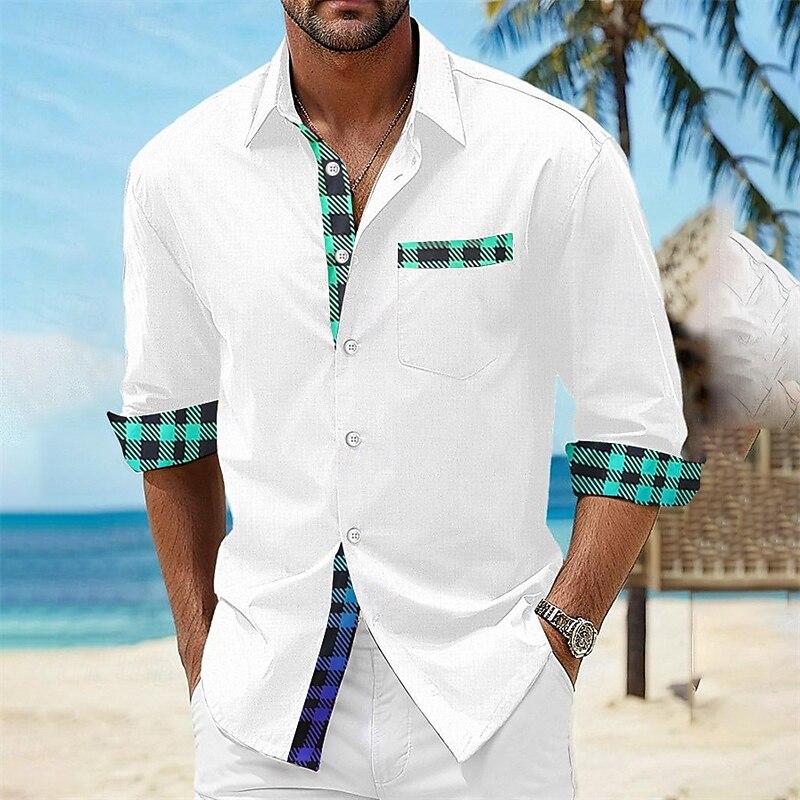 Men's Shirt Summer Shirt Casual Shirt Beach Shirt Button Up Shirt Light Pink Black White Blue Taupe Short Sleeve Printed Lapel Vacation Hawaiian Clothing Apparel Polyester Fashion Casual Comfortable2