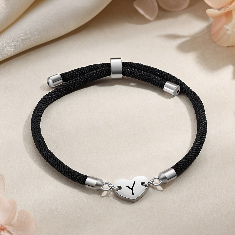 Personalized Letter Bracelet, Custom Initial Bracelet with Engraving, Gift for Dad Mom Lover on Father's Day, Mother's Day, Valentine's, Christmas, Birthday, Anniversary