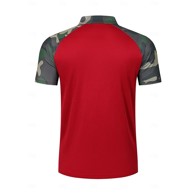 Men's Polo Golf Shirt Business Casual Classic Short Sleeve Fashion Basic Camouflage Pocket Button Front Summer Spring &  Fall Regular Fit Black Red Navy Blue Khaki Polo3