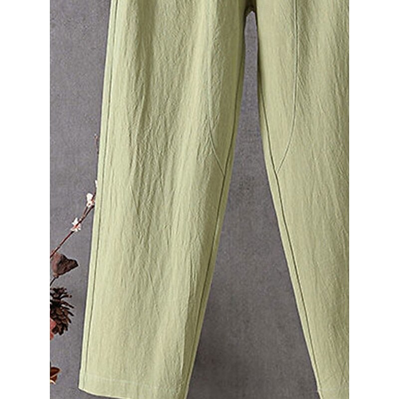 Women's Chinos Harem Pants Solid Color Vintage Fashion Streetwear Ankle-Length High Waist Plain Pocket Elastic Waist Comfort Outdoor Micro-elastic Vacation Street Daily Apricot Grey Black White3