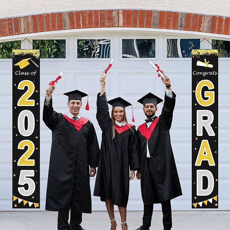 2025 Graduation Decorations Congrats Grad Porch Banner for Any Schools or Grades 2025 Graduation Party Decorations