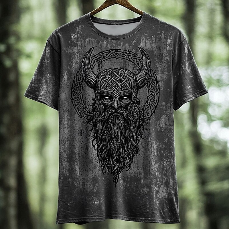 Men's Viking T Shirt Short Sleeve T shirt 3D Print Crew Neck Shirt Fashion Daily Basic Street Casual Daily Red Blue Green Summer Spring All Seasons Clothing Apparel S M L XL XXL XXXL4