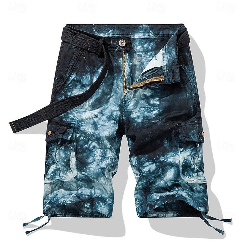Men's Cargo Shorts Outdoor Shorts Camping Shorts Shorts Casual Shorts Multi Pocket Straight Leg Tie Dye Camouflage Moisture Wicking Wearable Knee Length Outdoor Casual Daily Fashion Classic Style