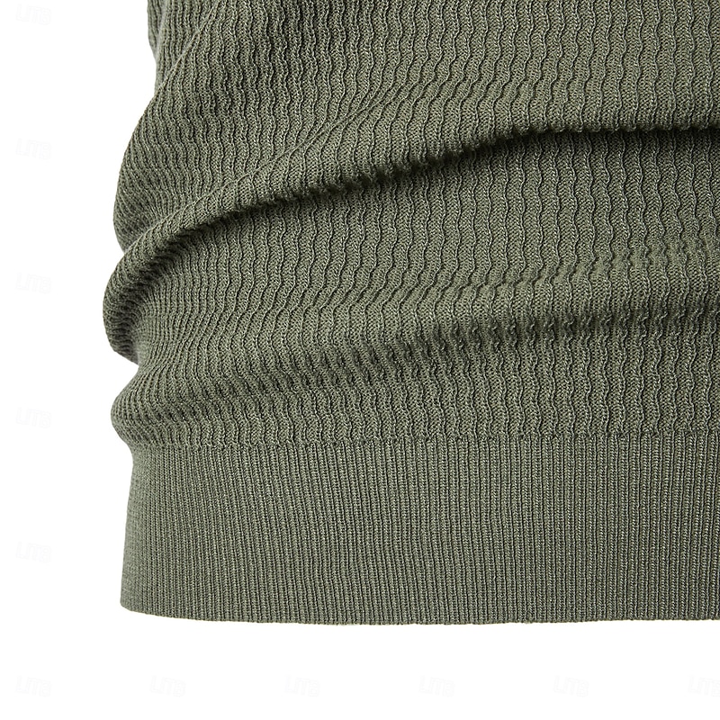 Men's Polo Knit Polo Sweater Business Casual V Neck Short Sleeve Formal Lines / Waves Novelty Summer All Seasons Black White Army Green Beige Coffee Polo4
