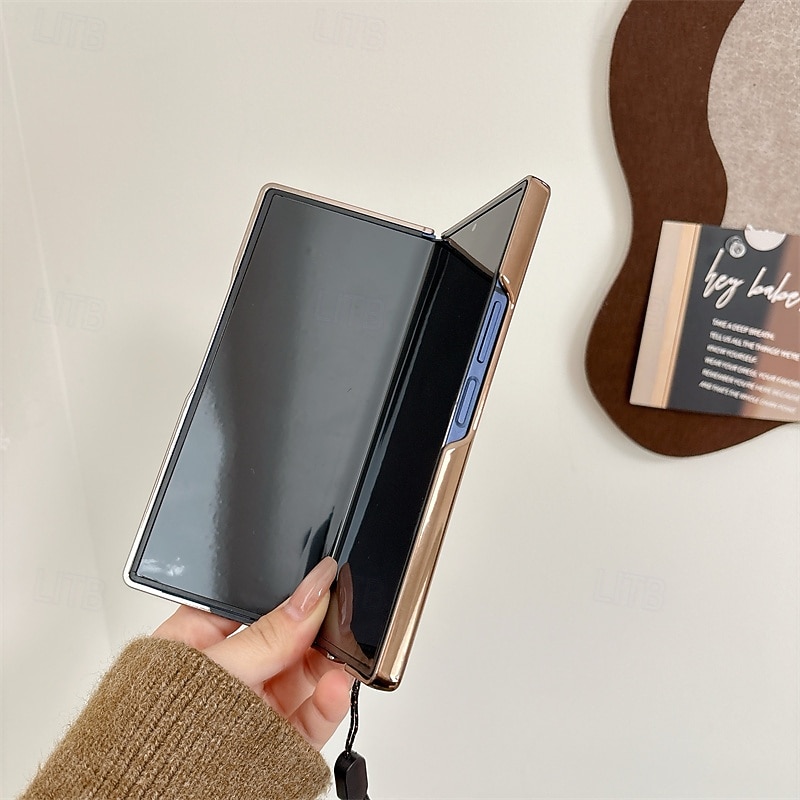 Phone Case For Samsung Galaxy Z Fold 6 Z Fold 5 Z Fold 4 Z Fold 3 Back Cover with Lanyard Shockproof Retro PC PU Leather4