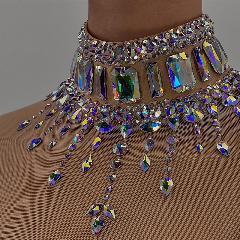 Figure Skating Dress Women's Girls' Ice Skating Dress Black Sliver Patchwork Thumbhole Mesh High Elasticity Training Competition Skating Wear Classic Crystal / Rhinestone Long Sleeve Ice Skating2