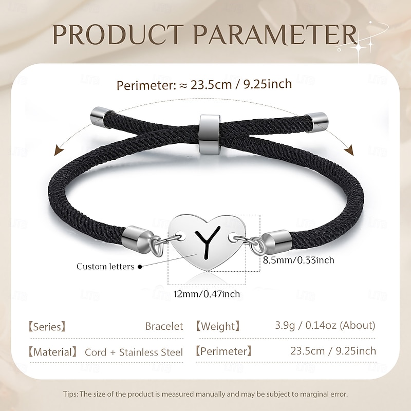 Personalized Letter Bracelet, Custom Initial Bracelet with Engraving, Gift for Dad Mom Lover on Father's Day, Mother's Day, Valentine's, Christmas, Birthday, Anniversary3