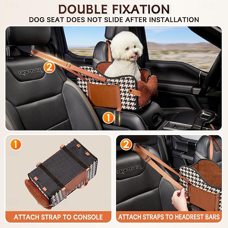 Foldable Center Console Dog Car Seat Pet Puppy Car Seat Middle Console Dog Armrest Booster Seat for Small Dogs4