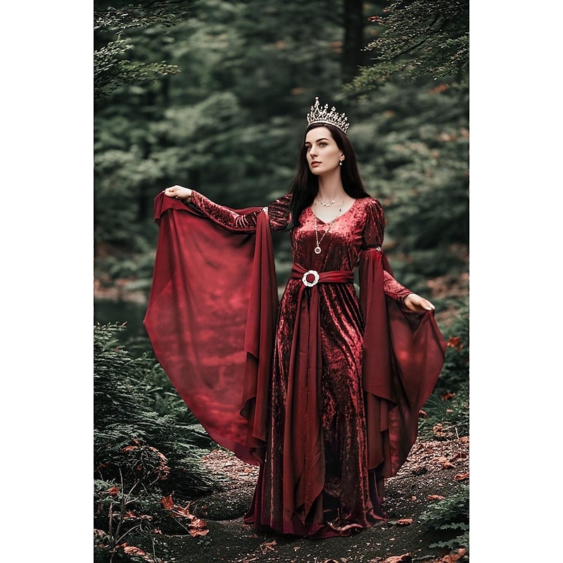 Medieval Renaissance Dress Prom Dresses Witch Viking Celtic Knight Fancy Dress Women's Celtic Royal Walpurgis Night Halloween Carnival Masquerade Performance LARP Ren Faire Adults' Dress3