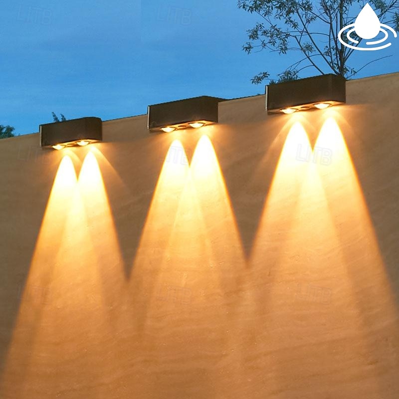 Solar LED Wall Light Super Bright Outdoor IP65 Waterproof Garden Light Yard Layout Wall Lamp Household Courtyard Atmosphere Wall Washing Light 1/2/4PCS