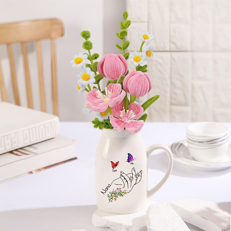 Crochet Flowers Bouquet Gift for Mom Wife Girlfriend, Handmade Yarn Eternal Rose for Valentine's Day, Christmas, Birthday, Anniversary Surprise Gift4