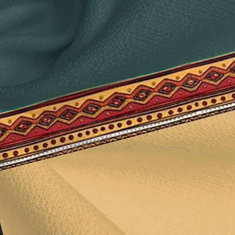 Men's Geometric Indian Ethnic Shirt Button Up Shirt Stand Collar Shirt Short Sleeve Vintage Retro Vacation Dailywear Beach Wear Summer Spring Mandarin Collar 3D Print Linen Like Shirt Yellow Blue2