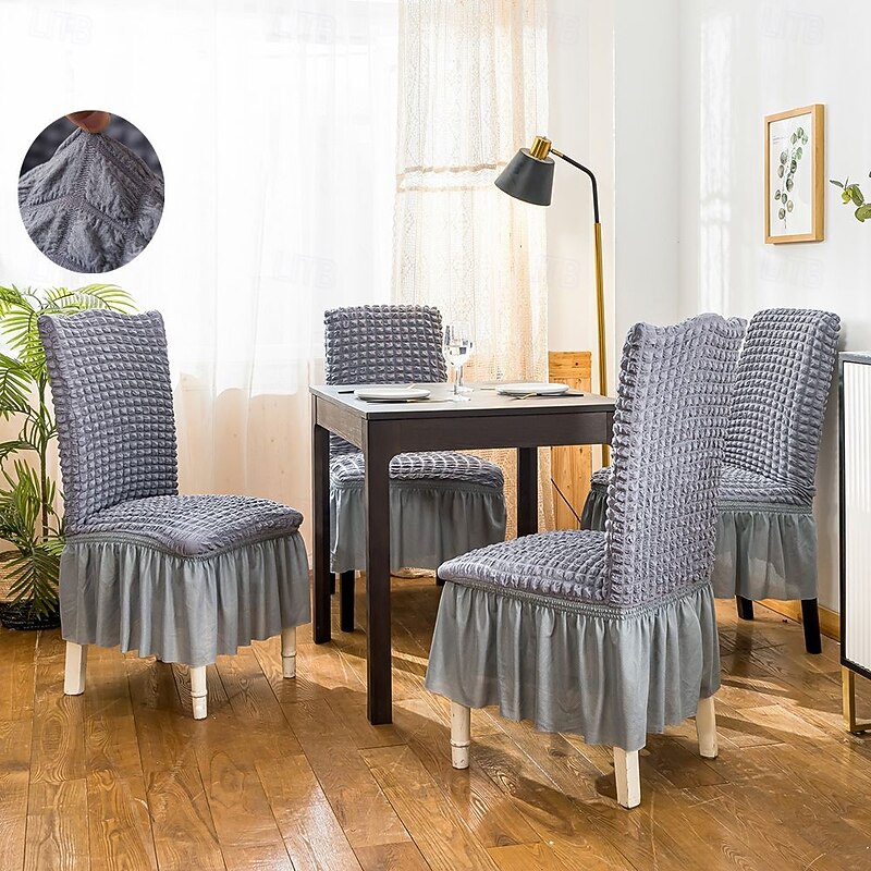1/2/4/6 Piece Chair Covers Universal Elastic Dining Chair Covers With Skirts Detachable Parsons Chair Covers for Kitchen Wedding Banquets Durable Washable Highly Elastic Stretchable And Easy-to-2