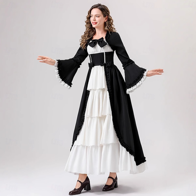 Vintage Dress Princess A-Line Square Neck Fancy Dress Halloween Masquerade Performance Party Halloween Dress All Seasons2