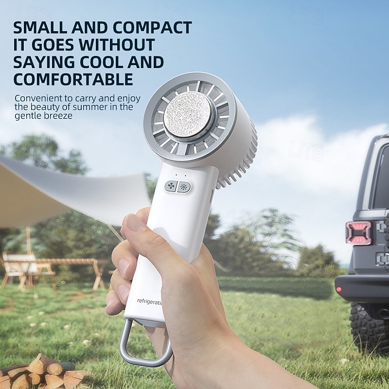 Mini Handheld Fan with Ice Cooling Plate, Turbo Silent Motor, 3-Speed, 1800mAh USB Rechargeable, Portable Desktop & Pocket Fan for Summer Travel Office Outdoor3