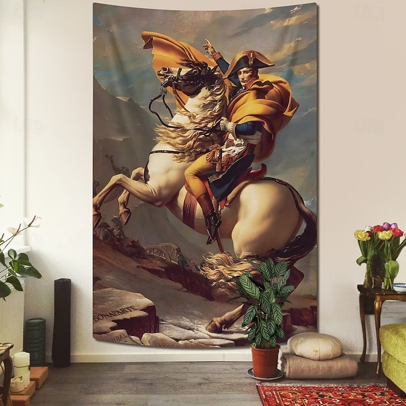 Vintage Tapestry Large Tapestry Mural Decor Photograph Backdrop Home Bedroom Living Room Decoration Napoleon Crossing the Alps at the St Bernard Pass