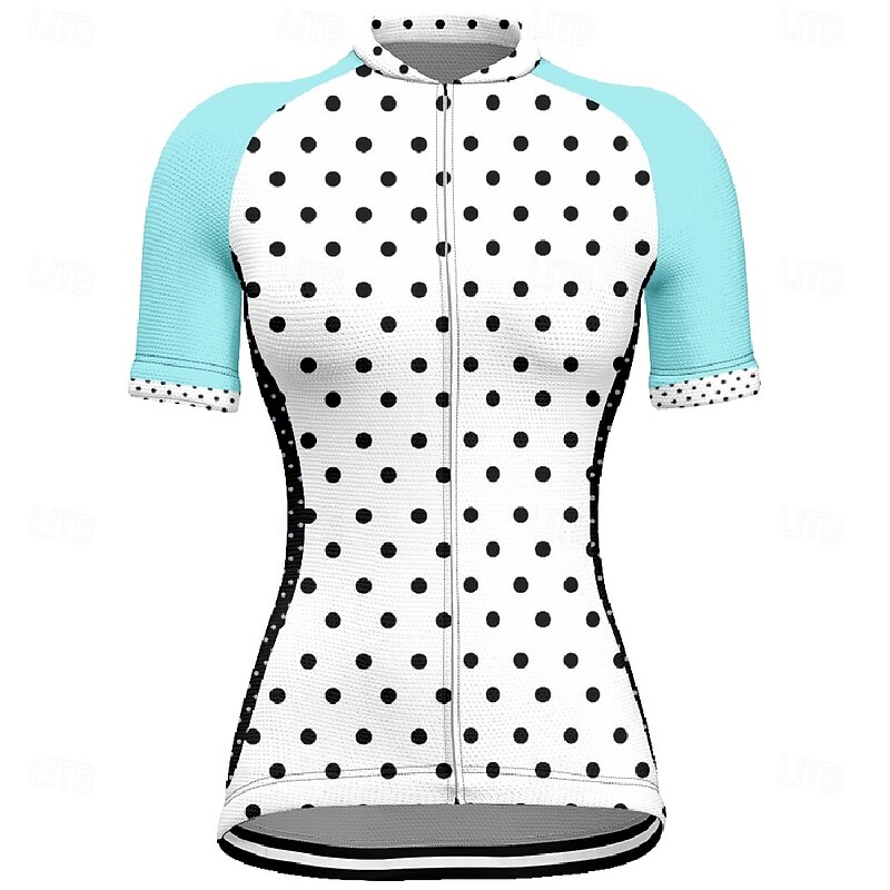 Women's Cycling Jersey Polka Dot Short Sleeve Bike Tee Tshirt Jersey with 3 Rear Pockets Mountain Bike MTB Quick Dry Anatomic Design Wicking Breathable Sports White Yellow Pink Clothing Apparel3