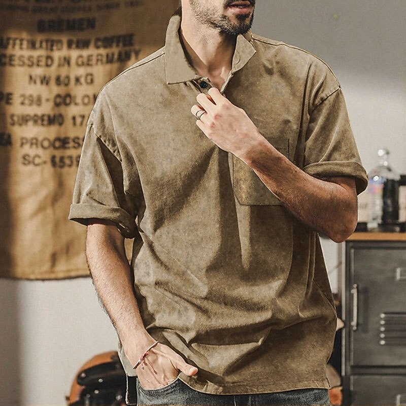 Men's Golf Shirt Golf Polos Shirts Work Casual Lapel Short Sleeve Basic Modern Plain Buttons Pocket Summer Regular Fit Black Navy Blue Khaki Army Green Gray Golf Shirt