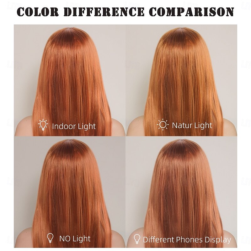 Synthetic Wig kinky Straight Natural Straight Layered Haircut Deep Parting Machine Made Wig 20 inch A1 Synthetic Hair Women's Middle Part Classic Comfortable Orange4