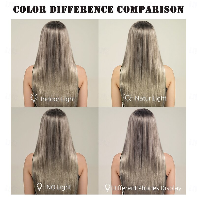 Synthetic Wig kinky Straight Natural Straight Layered Haircut Neat Bang Machine Made Wig 28 inch A1 Synthetic Hair Women's Comfortable Color Gradient Highlighted / Balayage Hair Blonde3