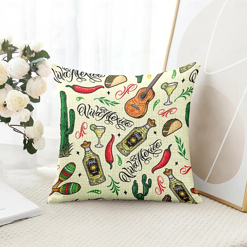 Cinco de Mayo Mexico Decorative Toss Pillows Cover 1PC Soft Square Couch Cushion Case Pillowcase for Bedroom Livingroom Sofa Chair Tequila
