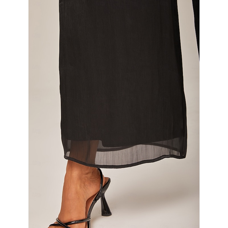 Metallic Chiffon Crepe High Waist Wide Leg Pants3