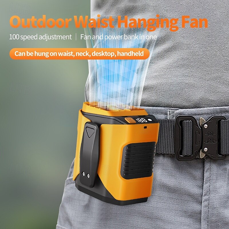 New waist-mounted fan USB charging outdoor cooling portable waist-mounted fan strong wind handheld neck fan2