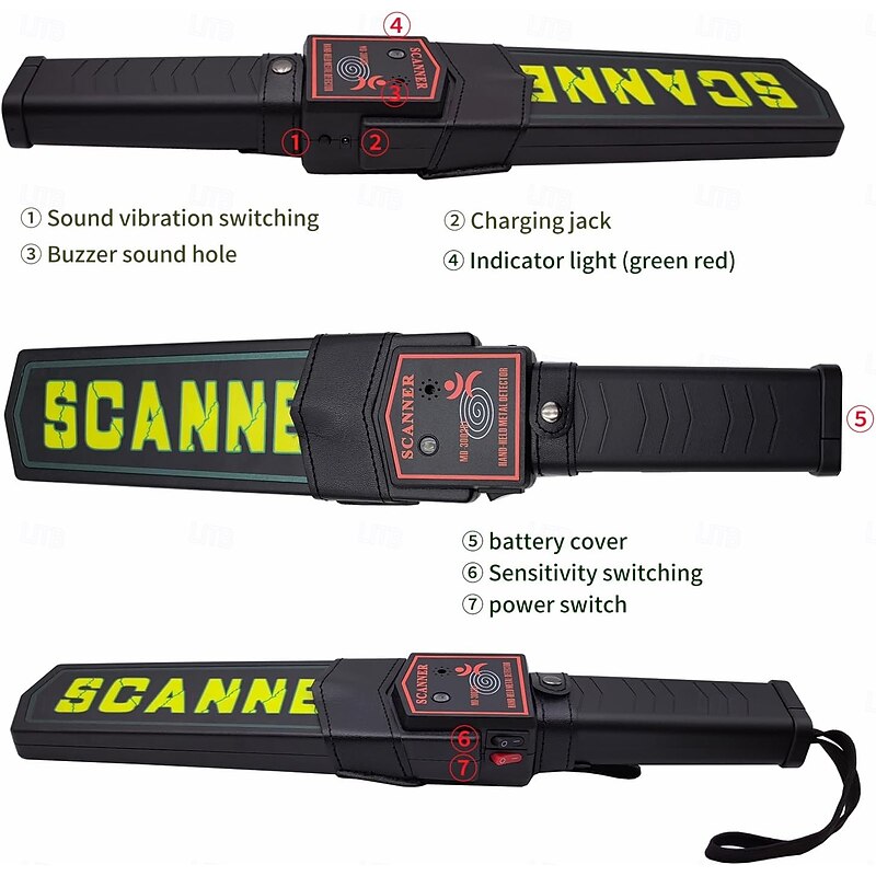 Handheld Metal Detector Wand,Security Wand,Safety Bars, Portable Adjustable Sound & Vibration Alerts, Detects Weapons Knivers Screw2