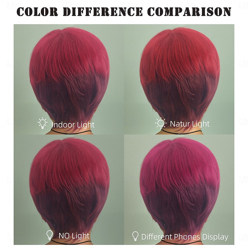 Synthetic Wig Straight Natural Straight Asymmetrical Deep Parting Machine Made Wig 10 inch A1 Synthetic Hair Women's Classic Color Gradient Highlighted / Balayage Hair Burgundy4