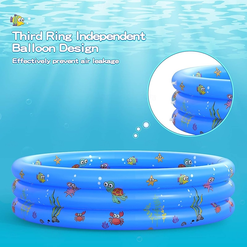 Garden Round Inflatable Baby Swimming Pool Portable Inflatable Child/Children Little Pump PoolKiddie Paddling Pool Indoor&Outdoor Toddler Water Game Play Center for Kids/Girl/Boy