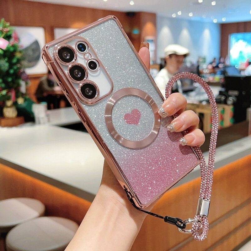 Phone Case For Samsung Galaxy S25 S24 S24 FE S23 S22 S21 Ultra Plus Back Cover with Stand Holder Magnetic Support Wireless Charging Retro TPU Plating4