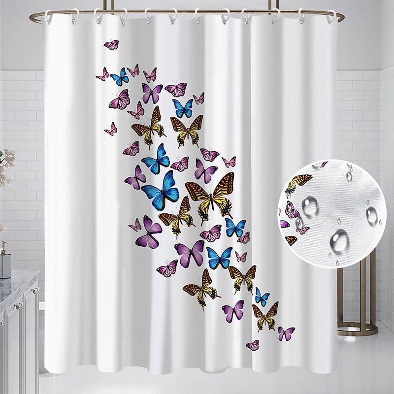 Shower Curtain with Hooks 180cm*180cm(70
