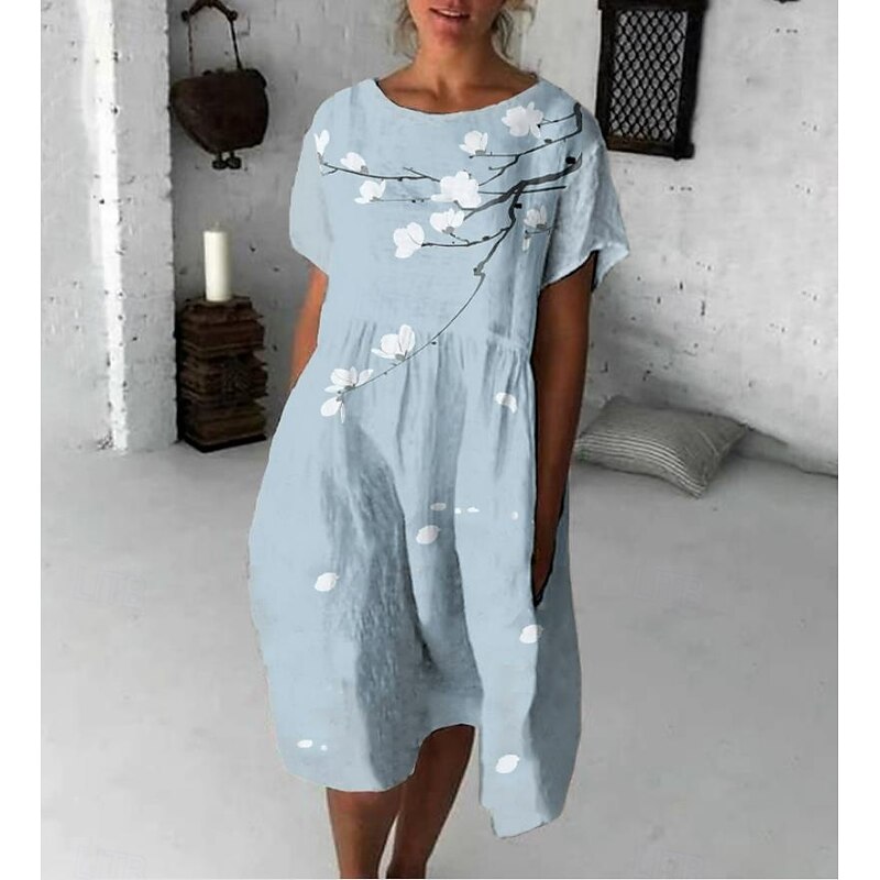 Women's Midi Dress Sheath Dress Work Dresses Vacation Casual Boho Daily Going out Beach Regular Fit Floral Graphic Sleeveless Crew Neck Light Yellow Blue Sky Blue Orange Summer Spring4