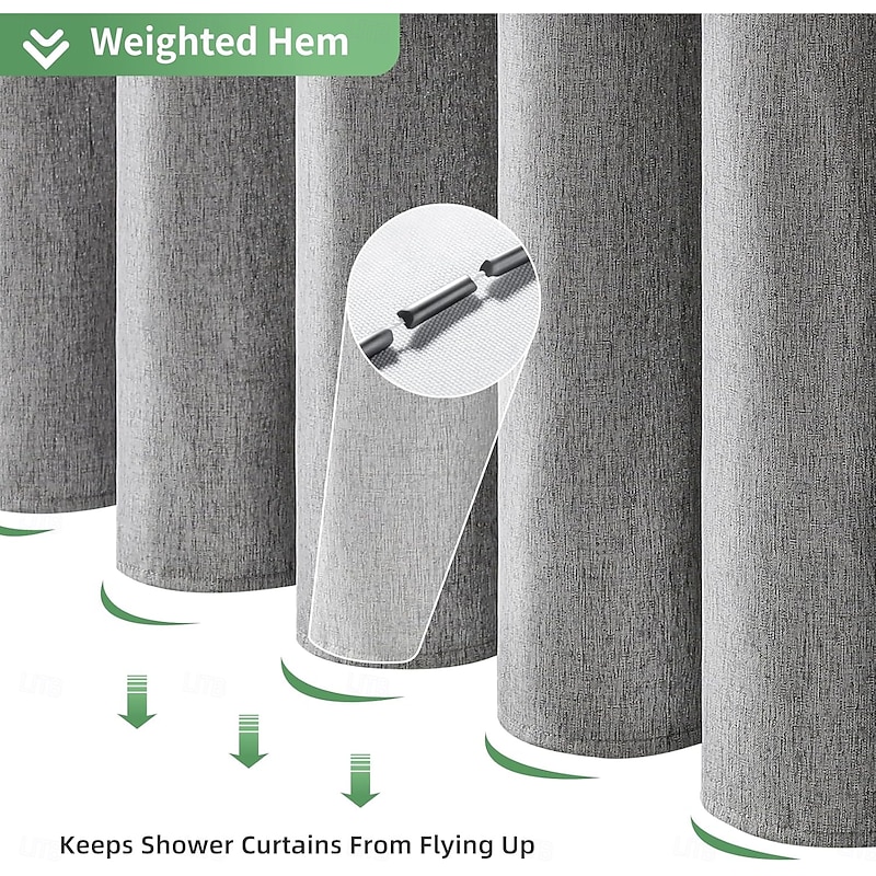 Thick Linen Fabric Shower Curtain, Heavy Duty Luxury Decorative Shower Curtains for Bathroom and Bathtubs, Classic Hotel Spa Quality Design, Waterproof & Washable3