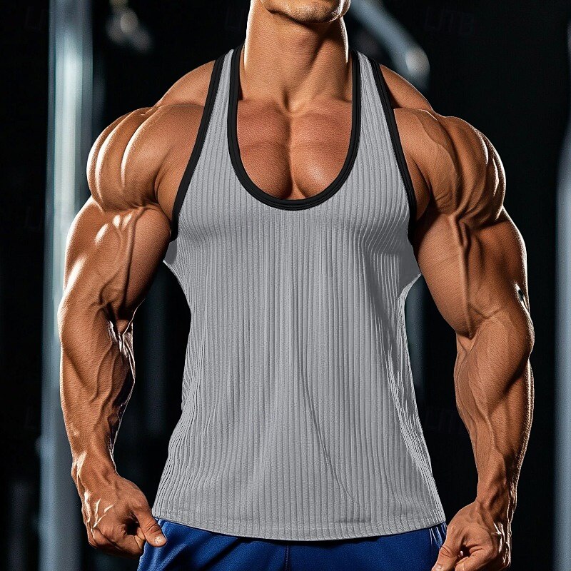 Men's Tank Top Undershirt Muscle Shirt Wife beater Shirt Sleeveless Crew Neck Summer Color Block Pit Strip Fashion Designer Muscle Ribbed Outdoor Casual Sports Black White Dark Blue Top Tee for Men2
