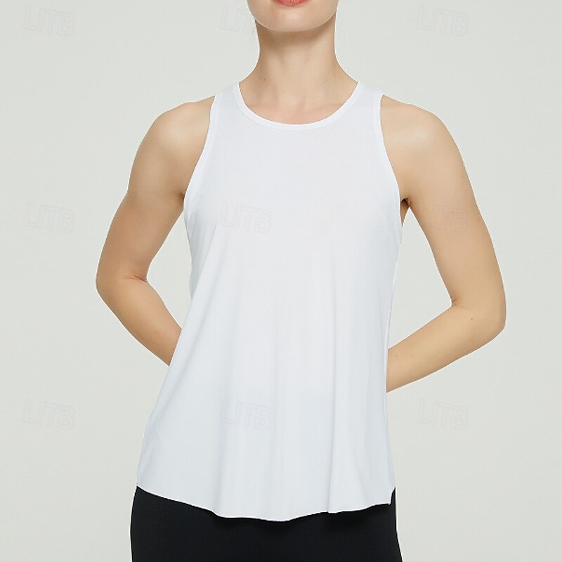 Women's Solid Colored Workout Tank Top Sport Shirt Sports Tank Top Tank Top Sleeveless Split Tennis Golf Pickleball Crew Neck Racerback Top Earth Yellow Black White Tennis Clothing2