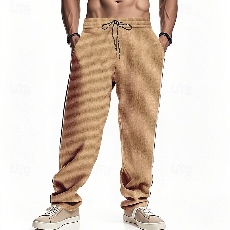 Men's Athletic Pants Sweatpants Corduroy Pants Trousers Pocket Drawstring Elastic Waist Color Block Comfort Sports Outdoor Daily Fashion Casual Black Army Green Micro-elastic3