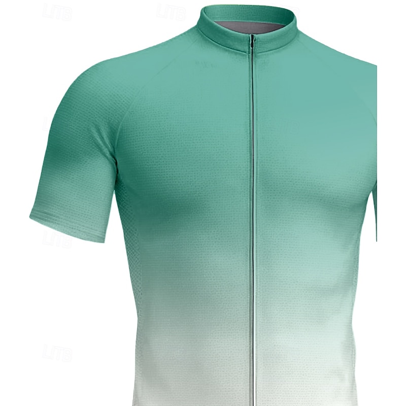 Men's Cycling Jersey Graphic Gradient Short Sleeve Bike Tee Tshirt Jersey Top with 3 Rear Pockets UV Resistant Quick Dry Front Zipper Reflective Strips Sports Black Red Blue Clothing Apparel3