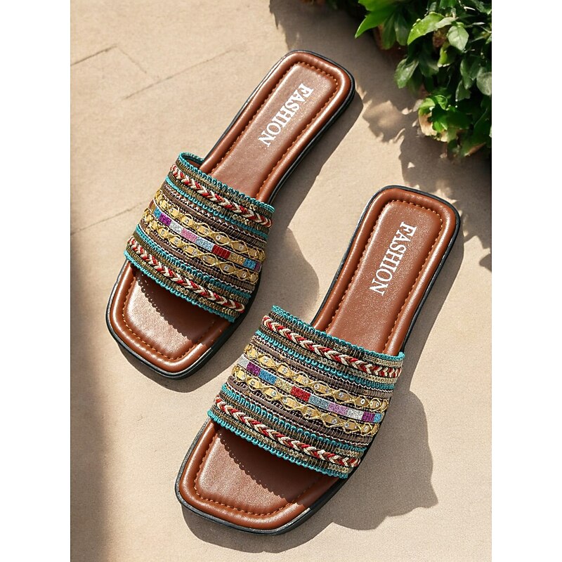 Women's Bohemian Flat Sandals – Colorful Embroidered Straps, Comfortable and Stylish Footwear for Casual Summer Days, Beach, and Vacation2