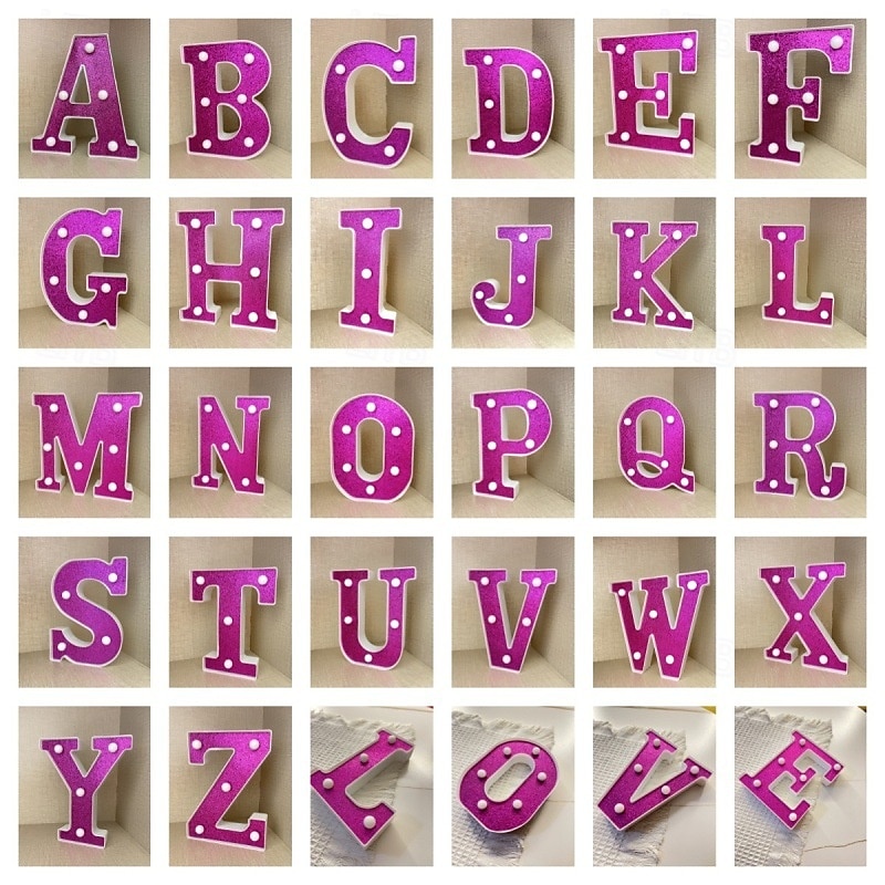 16cm Purple Letter Lights Decoration Lights Holiday Birthday Christmas Decoration Lights
