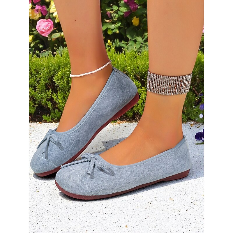 Women's Wide Toe Faux Suede Flats – Comfortable Round-Toe Slip-On Ballet Shoes for Casual Outings and All-Day Wear3