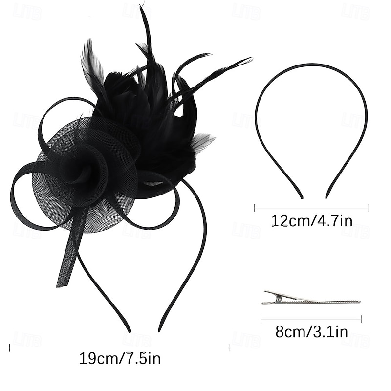 Fascinators Hats with Feather for Women Kentucky Derby Hats Tea Party Church Hat with Headband and Clip3