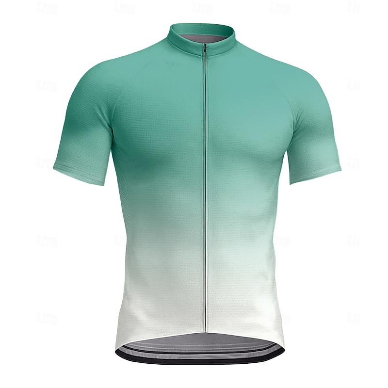 Men's Cycling Jersey Graphic Gradient Short Sleeve Bike Tee Tshirt Jersey Top with 3 Rear Pockets UV Resistant Quick Dry Front Zipper Reflective Strips Sports Black Red Blue Clothing Apparel
