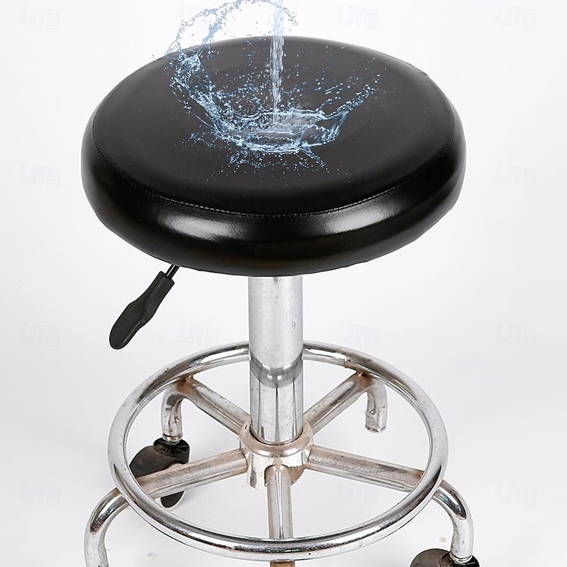 Round 100% Waterproof Bar Stool Seat Covers Washable Stool Cushion Slipcover Elastic Bar Chair Covers Pu Leather for Coffe Party Bar Restrant