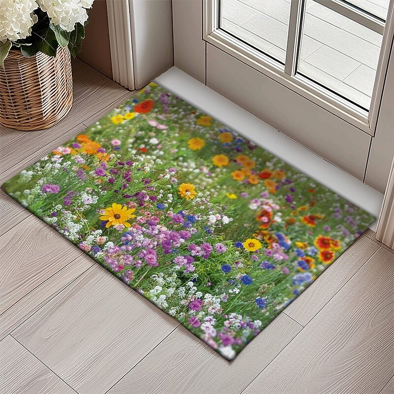 Multicolor Flowers Doormat Kitchen Mat Floor Mat Non-Slip Area Rug Oil Proof Rug Indoor Outdoor Mat Bedroom Decor Bathroom Mat Entrance Rug3