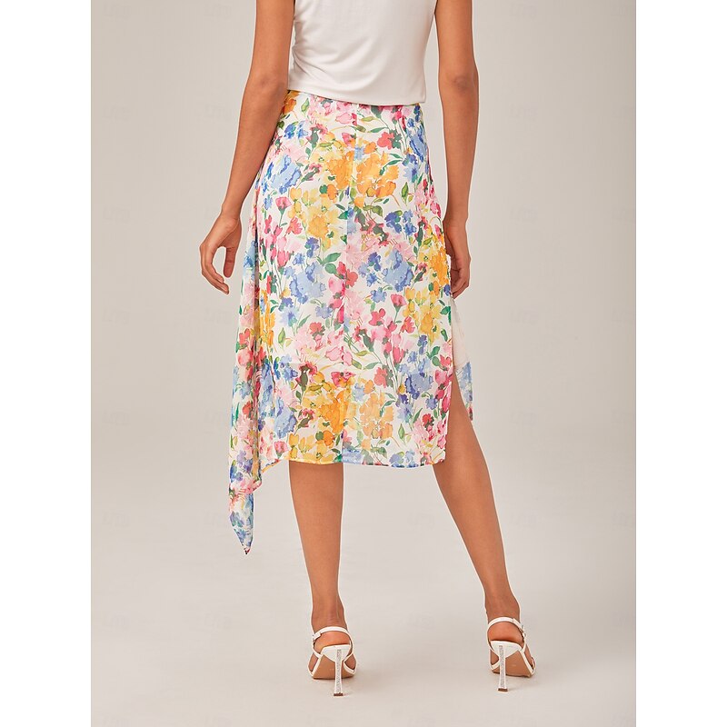 Elegant Ruffled Asymmetric High-Waisted A-Line Maxi Skirt2