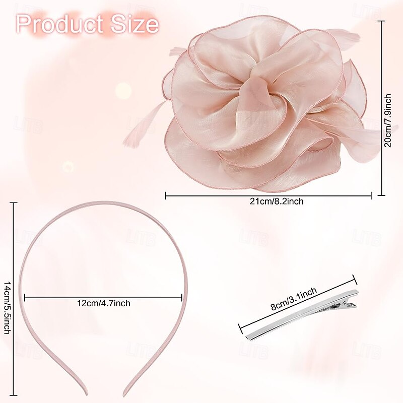 Fascinators Hat Flower Mesh Multi Color Feathers Ribbons on Headband and Clip Tea Party Headwear for Girls Women2