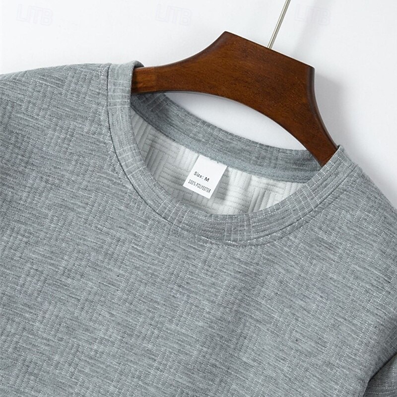 Men's T Shirt Tee Short Sleeve Shirt Tee Top Short Sleeve Crew Neck Summer Spring Plain Fashion Designer Basic Jacquard Vacation Street Going out Black White Khaki Top Tee for Men4