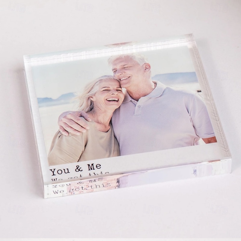 Personalized Photo Block Acrylic Custom Glass Photo Plaque Acrylic Block Photo Text Crystal Wedding Gift Birthday Father's Day Weddings4