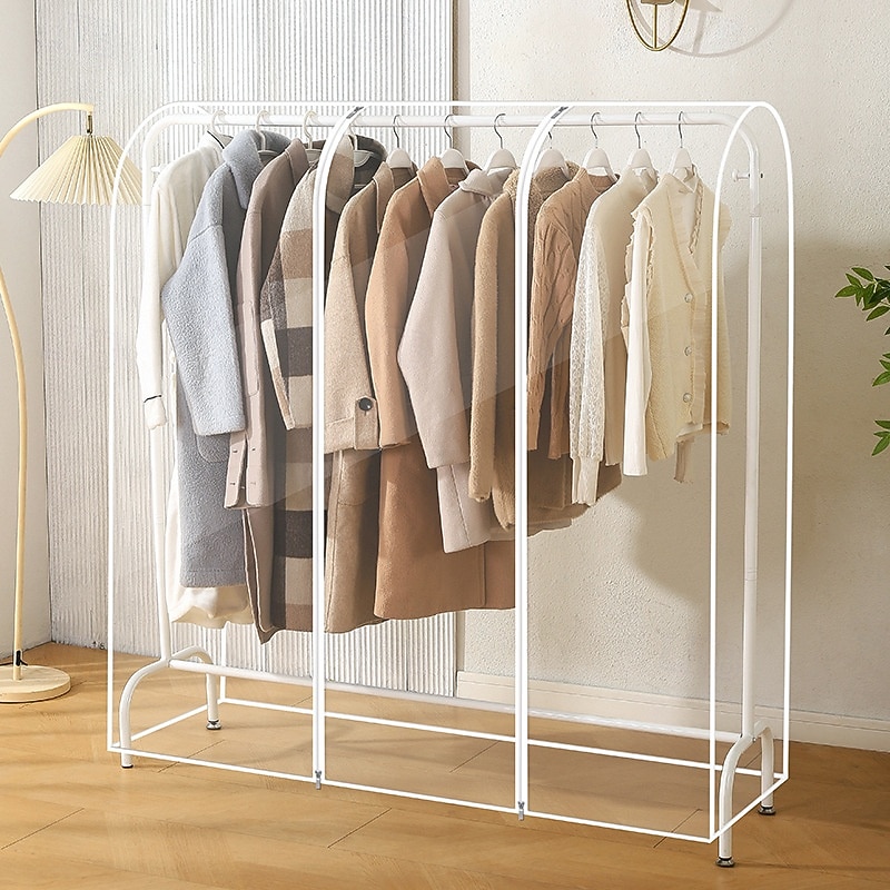 Garment Dust Cover for Clothes Rack, Transparent Hanging Suit Protector for Coats and Jackets, Full-Cover Dustproof Garment Bag for Wardrobe or Bedroom Use